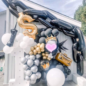 16" Black Chain Link Foil Balloon Garland