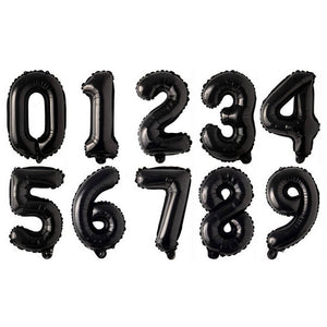 16" Black A-Z Alphabet Letter & 0-9 Number Foil Balloon