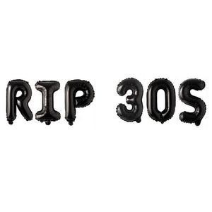 16" Black RIP 30S Happy Fortieth Foil Balloon Banner