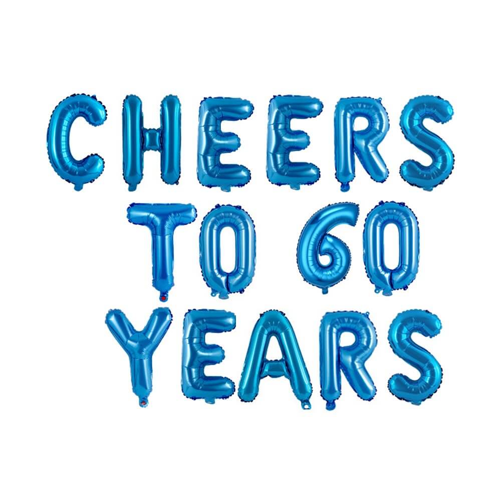 16" Blue CHEERS TO 60 YEARS Foil Balloon Banner