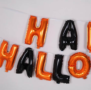 Online Party Supplies Australia 16" Orange Black Happy Halloween Letter Foil Balloon Banner Garland