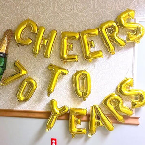 16" Gold CHEERS TO 70 YEARS Foil Balloon Banner
