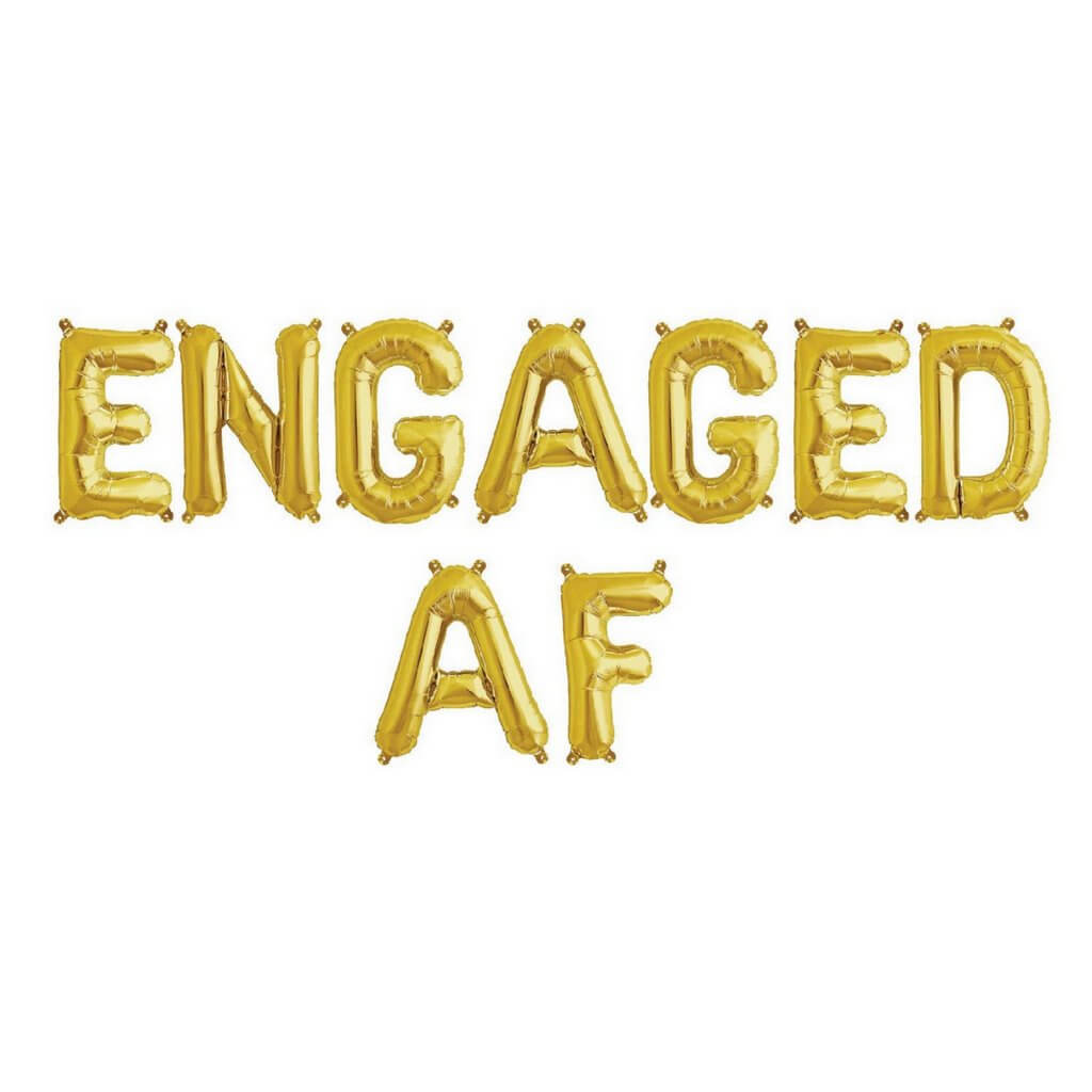 16 Inch/ 40cm Gold 'ENGAGED AF' Foil Balloon Banner - Engagement/ Bridal Shower Party Decorations