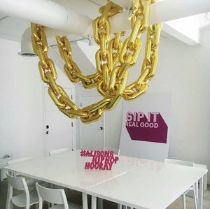 16" Online Party Supplies Gold Foil Chain Balloon Links for Hip Hop Dance Disco 80s 90s themed party decorations