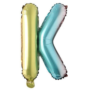 16" Gradient Rainbow Alphabet Letter K Foil Balloon