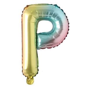 16" Gradient Rainbow Alphabet Letter P Foil Balloon