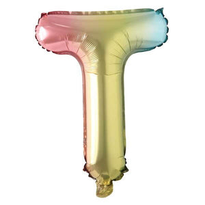 16" Gradient Rainbow Alphabet Letter T Foil Balloon