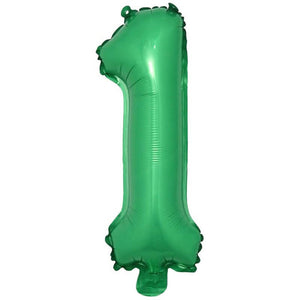 16" Green Number 0-9 Foil Balloon - st patricks day - jungle party decorations - number 1