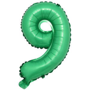 16" Green Number 0-9 Foil Balloon - st patricks day - jungle party decorations - number 9