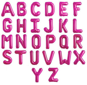 16" Hot Pink A-Z Alphabet Letter & 0-9 Number Foil Balloon