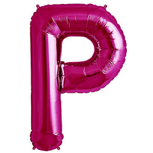 16" Hot Pink A-Z Alphabet Letter p Foil Balloon