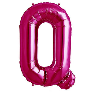16" Hot Pink A-Z Alphabet Letter q Foil Balloon