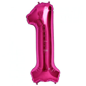 16" Hot Pink A-Z Alphabet  number 1 Foil Balloon