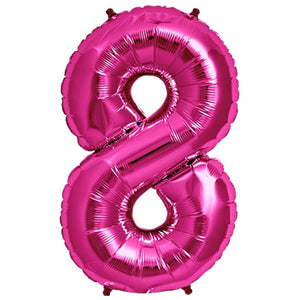 16" Hot Pink A-Z Alphabet number 8 Foil Balloon