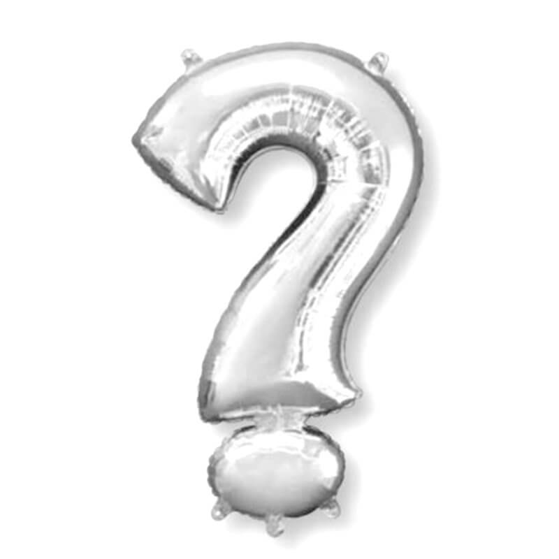 16" Metallic Silver Question Mark Shaped Foil Balloon