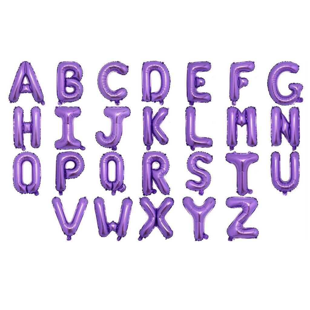 16" Purple A-Z Alphabet Letter Foil Balloon