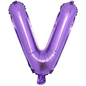 16" Purple A-Z Alphabet Letter Foil Balloon - letter v