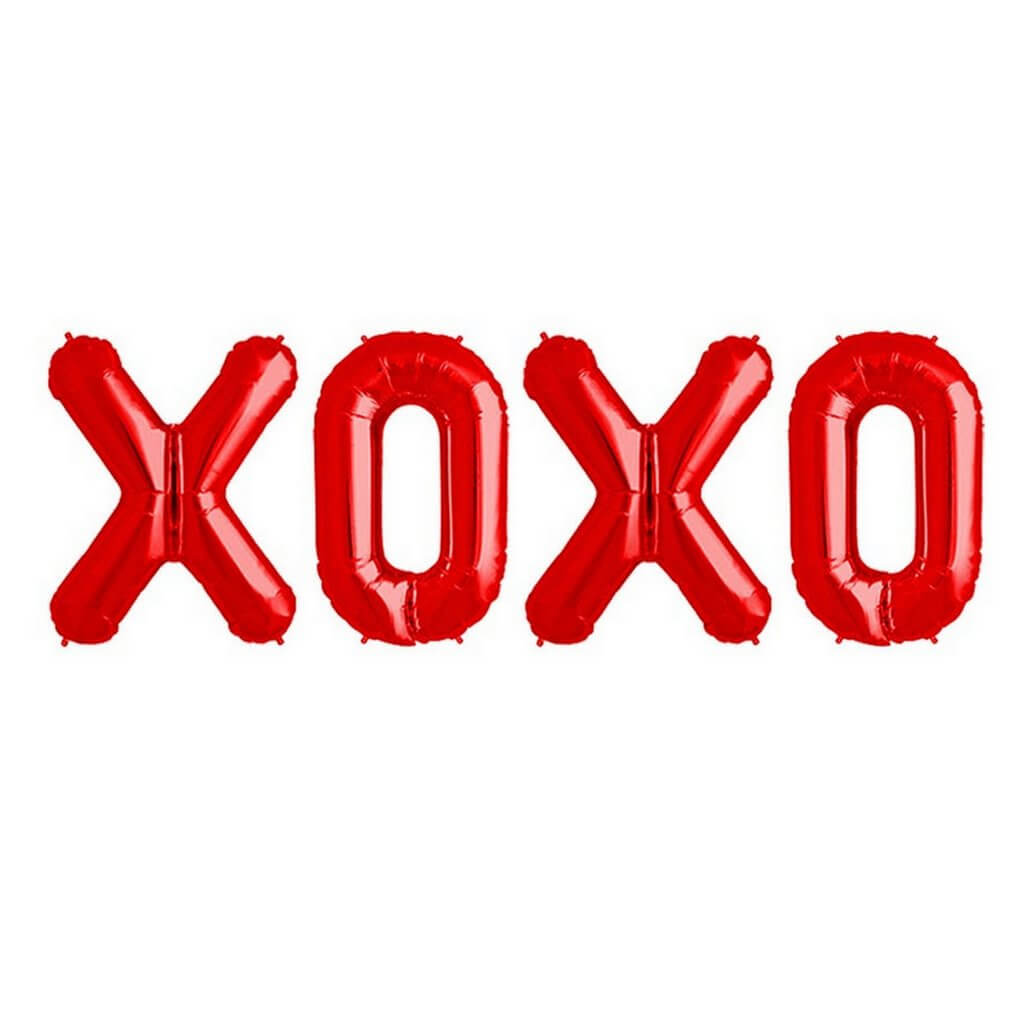 40cm Red 'XOXO' Foil Balloon Banner - Valentine's Day, Wedding and Proposal Party Decorations