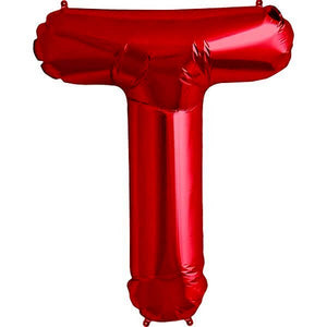 16 Inch Red Alphabet Letter t air filled Foil Balloon