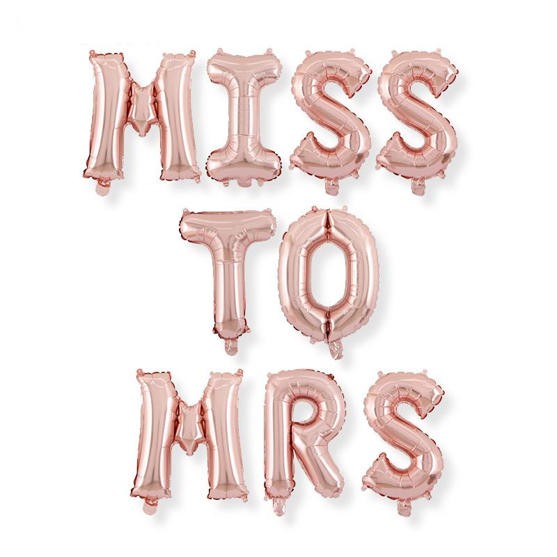 16 Inch Rose Gold MISS TO MRS Foil Balloon Banner - Online Party Supplies