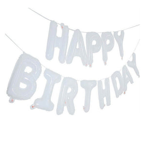 16 Inch Macaron White HAPPY BIRTHDAY Foil Balloon Banner