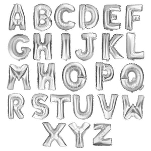 Online Party Supplies 16" Silver A-Z Alphabet Letter Air Filled Foil Balloon - Party Decorations