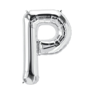 Online Party Supplies 16" Silver Letter P Air Filled Foil Balloon - Party Decorations