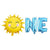 16" Blue ONE with Smiling Sun First Birthday Party Foil Balloon