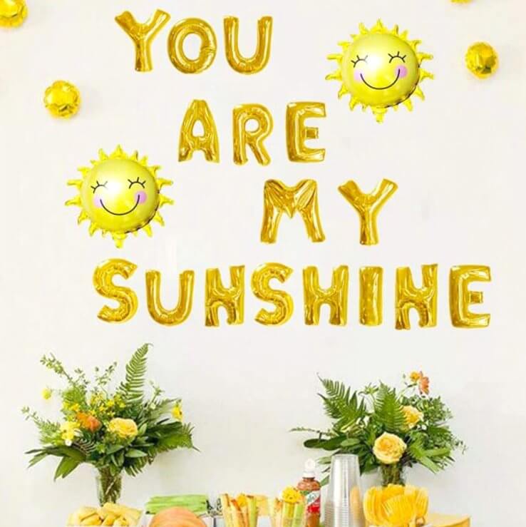 16" Gold YOU ARE MY SUNSHINE with Smiling Sun Foil Balloon