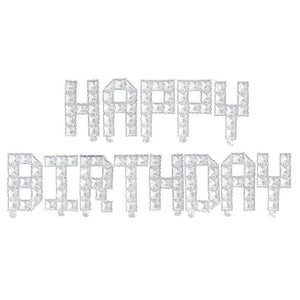 Video Game Pixel HAPPY BIRTHDAY Foil Balloon Banner - Metallic Silver