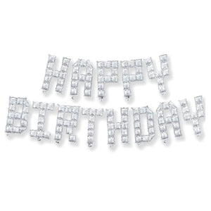 Video Game Pixel HAPPY BIRTHDAY Foil Balloon Banner - Metallic Silver