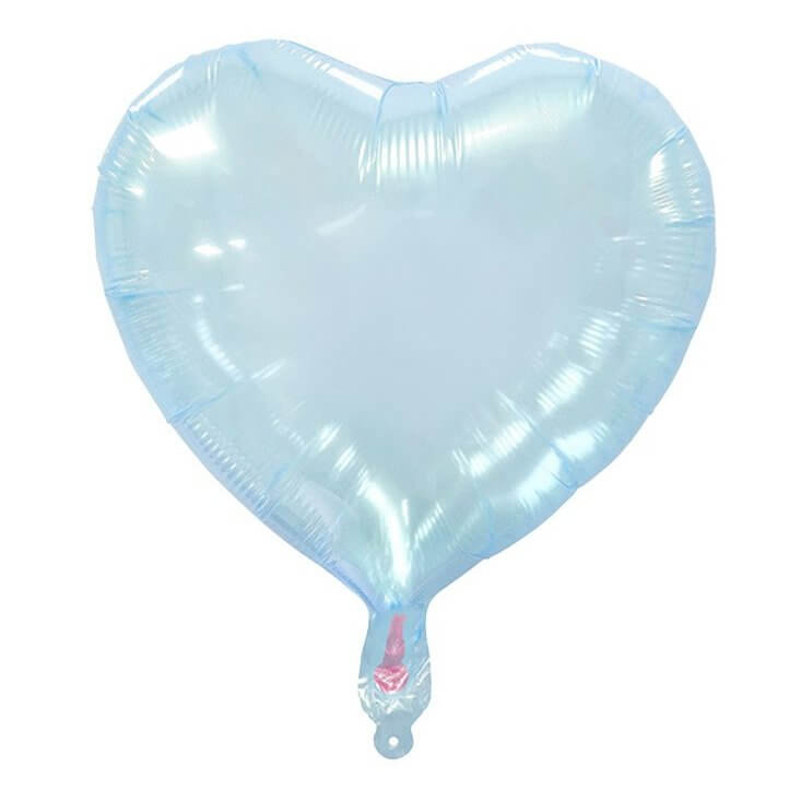 18" Crystal Clear Pastel Blue Heart Shaped Foil Balloon