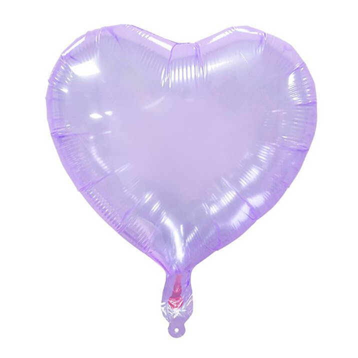 18" Crystal Clear Pastel Purple Heart Shaped Foil Balloon