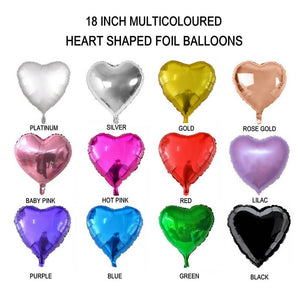 18" Online Party Supplies Multicoloured Heart Shaped Foil Party Balloon Colour Chart