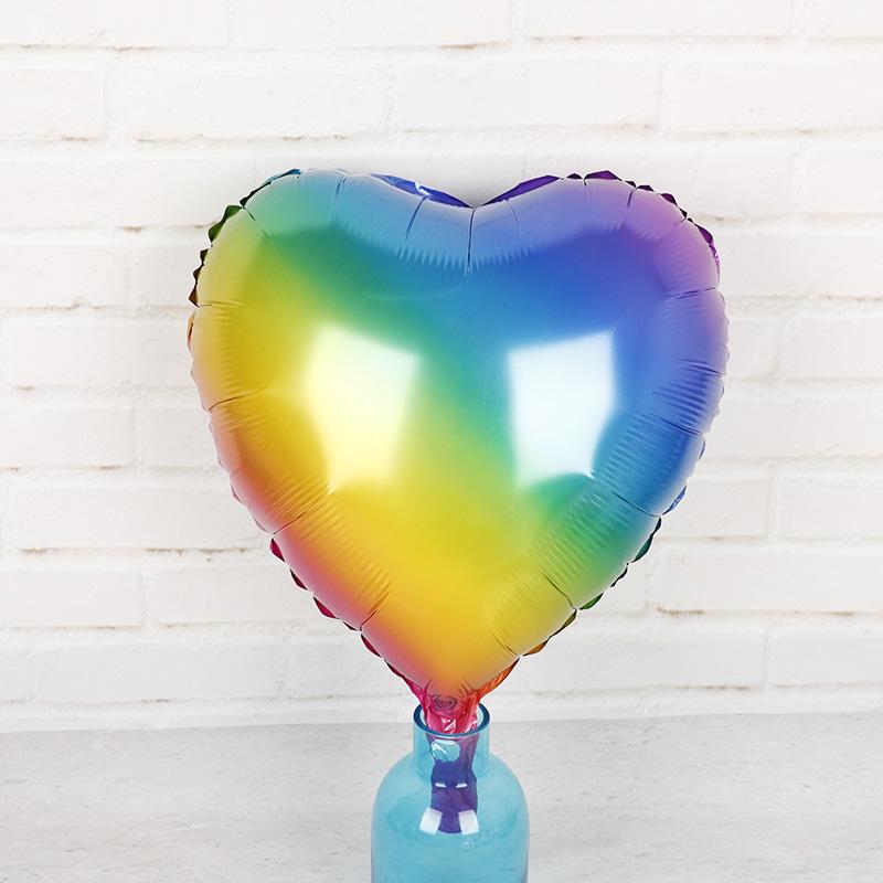 18" Iridescent Rainbow Heart Shaped Foil Balloon - Online Party Supplies
