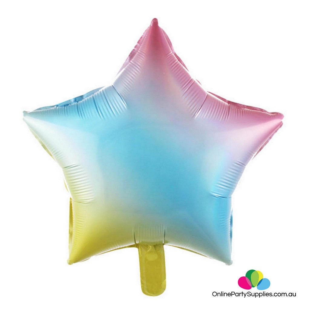 18" Pastel Iridescent Rainbow Star Shaped Foil Balloon - Online Party Supplies