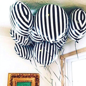 18 Inch Black and White Stripe Round Foil Balloon