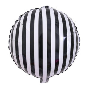 18 Inch Black and White Stripe Round Foil Balloon