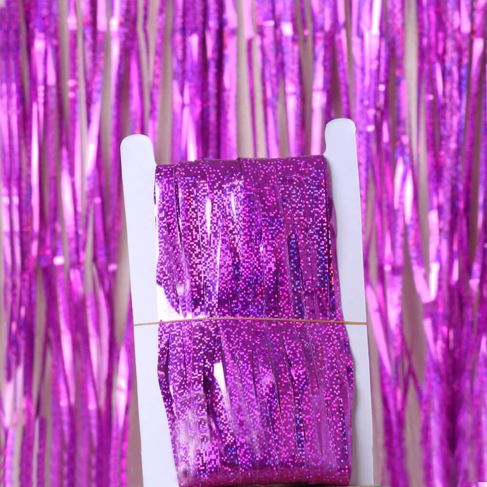1m x 2m Online Party Supplies Australia Laser Glitter Purple Tinsel Foil Fringe Rain Curtain
