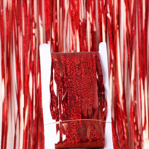 red foil fringe curtain tinsel backdrop for valentine and christmas party décor