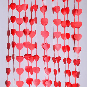 1m x 2m Heart Tinsel Foil Fringe Curtain - Red