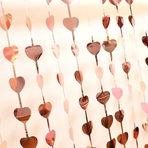 1m x 2m Heart Tinsel Foil Fringe Curtain - Pink