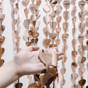 1m x 2m Heart Tinsel Foil Fringe Curtain - Pink