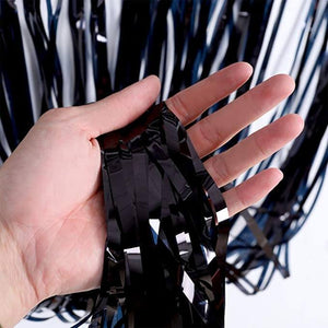 1m x 2m Online Party Supplies Australia Metallic Black Tinsel Foil Fringe Rain Curtain
