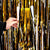 1m x 2m Metallic Black & Gold Tinsel Foil Fringe Rain Curtain