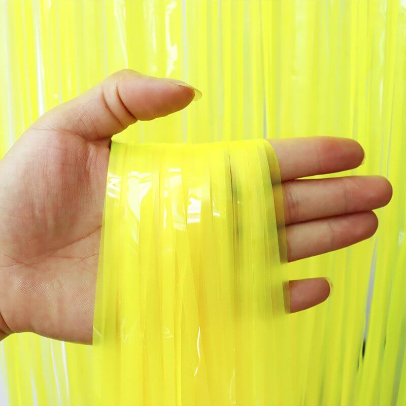 Neon Yellow Tinsel Fringe Backdrop Plastic Curtain