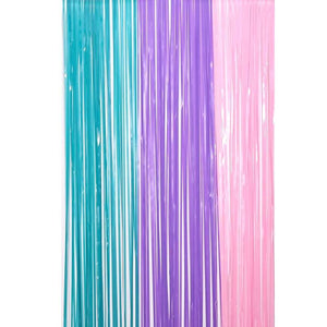 1m x 2m Pastel Macaron Purple Pink Blue Tinsel Fringe Backdrop Foil Curtain