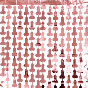 1m x 2m Penis Shimmer Tinsel Foil Fringe Curtain - Rose Gold