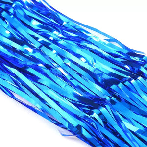 1m x 2m Shimmer Blue Foil Rain Fringe Curtain