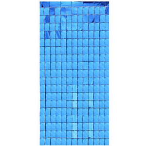 1m x 2m Square Shimmer Tinsel Foil Fringe Curtain - blue